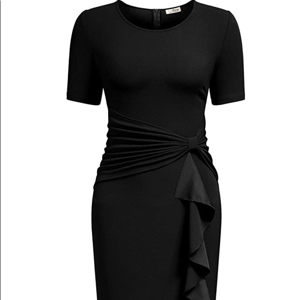 Black Ruffle Pencil Dress